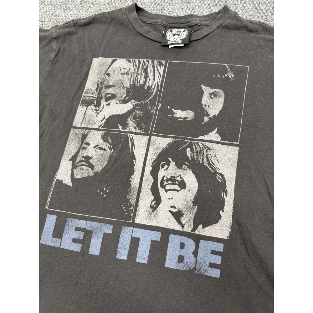 The Beatles "Let It Be" Gray Graphic Tee T-Shirt Junk Food 2010 Licensed USA